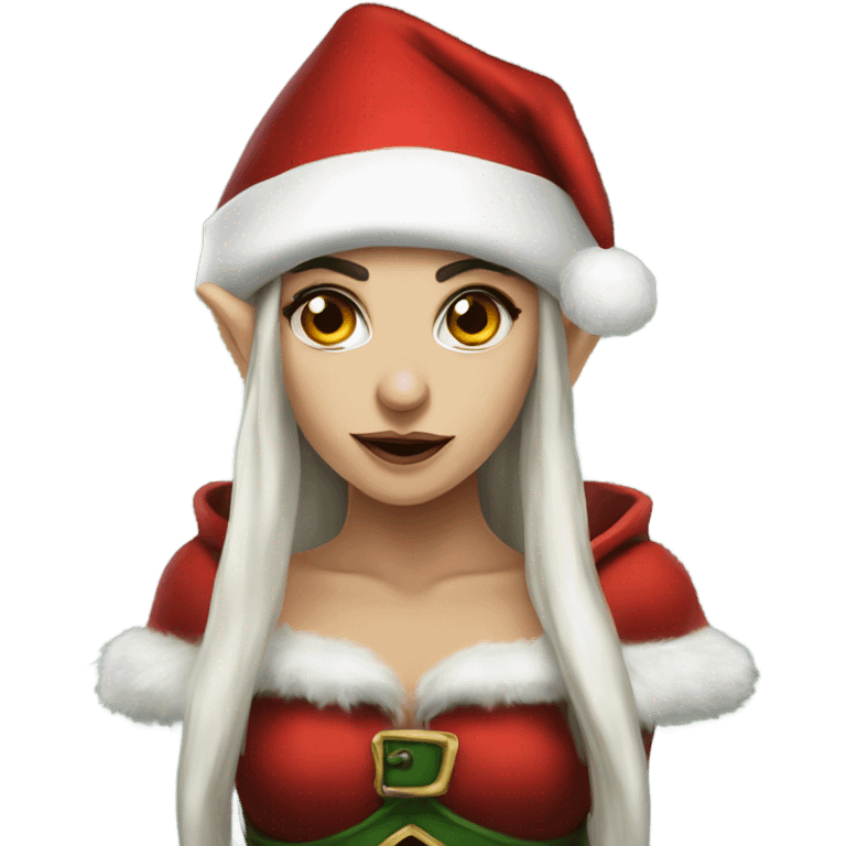 rogue female elf fantasy wearing santa hat emoji