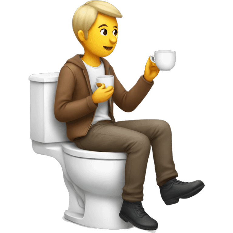 Person drinking tea while on toilet emoji