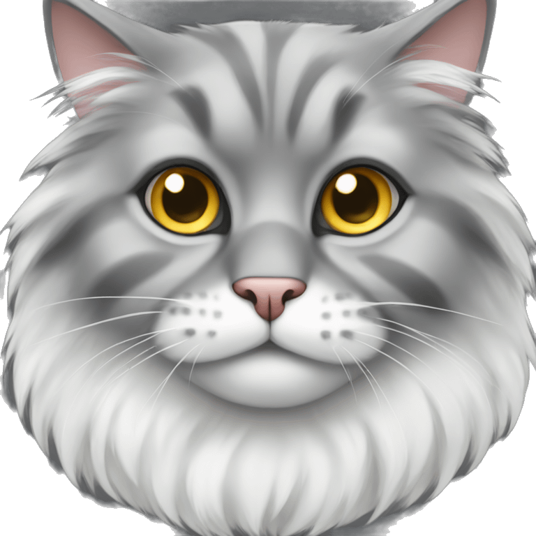 Gray and white fluffy cat emoji