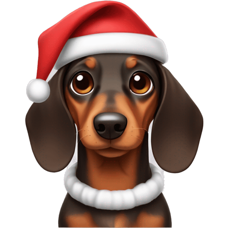 Dachshund with christmas hat emoji