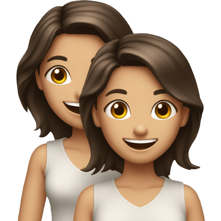 3 happy brunette girls having fun emoji