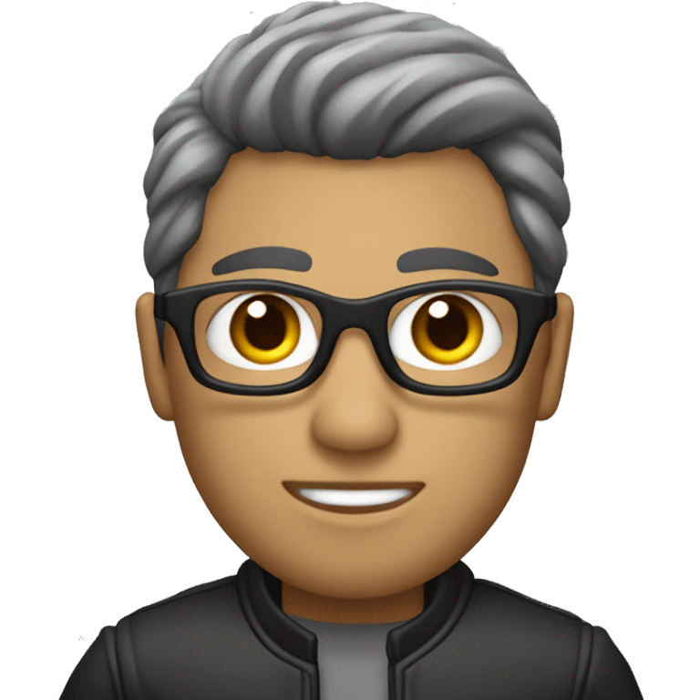 Persona con chaqueta gris, pelo negro, sin gafas, ojos negros, color de piel claro emoji