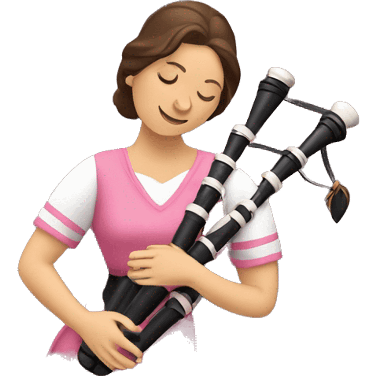 Lady in pink playing bagpipe while laying back on audience's hands emoji