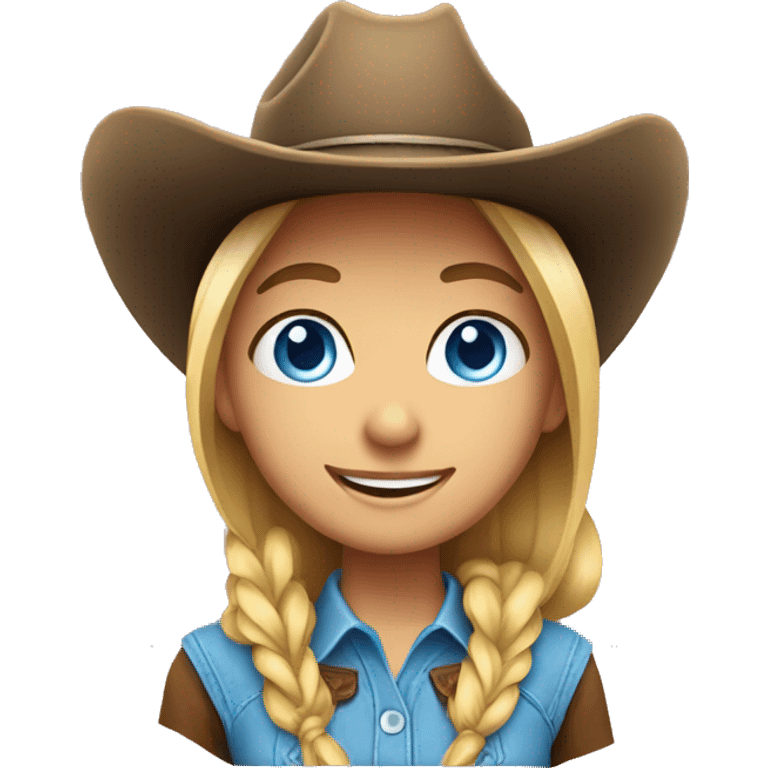 smiling girl with blue eyes cowgirl emoji