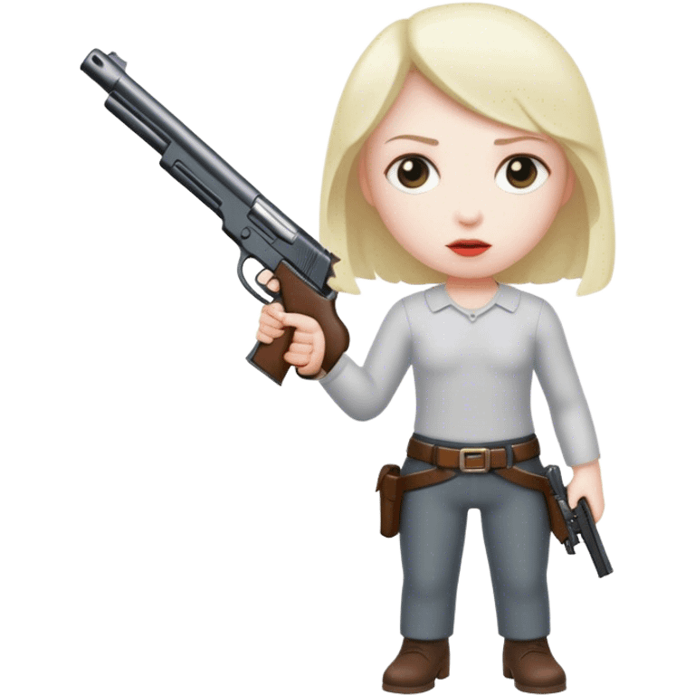 Short mad person holding a gun emoji