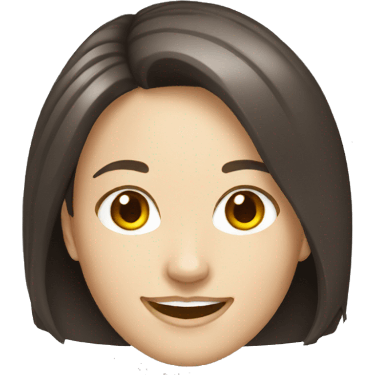 smiling white woman dark brown hair medium cut emoji