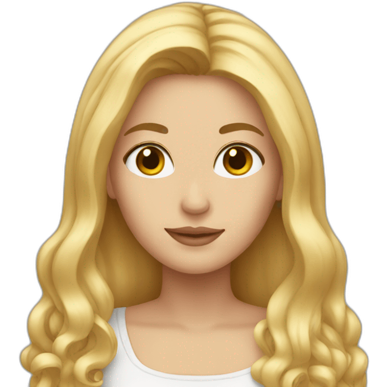 White woman with long blond hair and brown eyes emoji