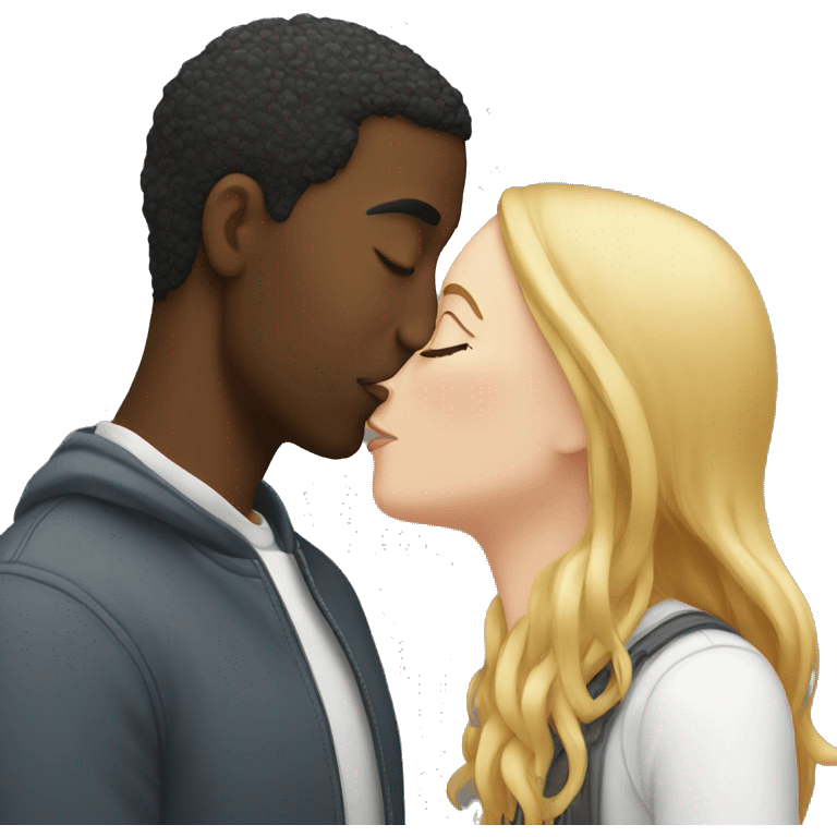 Black guy kissing white girl emoji