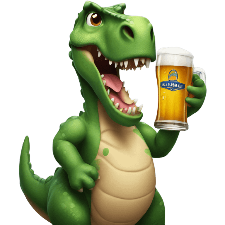 Dinosaur drinking beer emoji