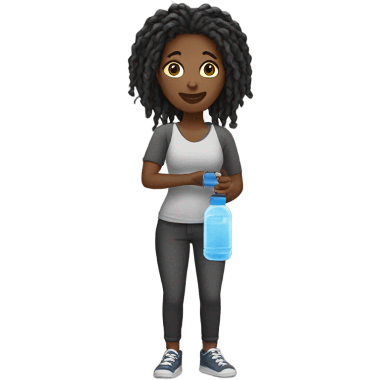 Black lady with locs drinking bottle emoji