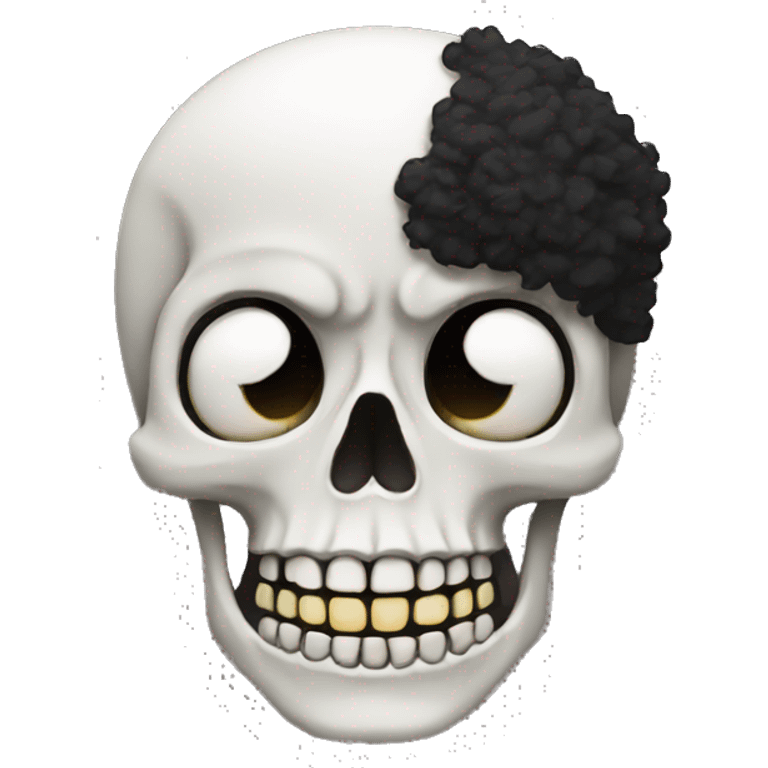 Skeleton with black afro cut emoji