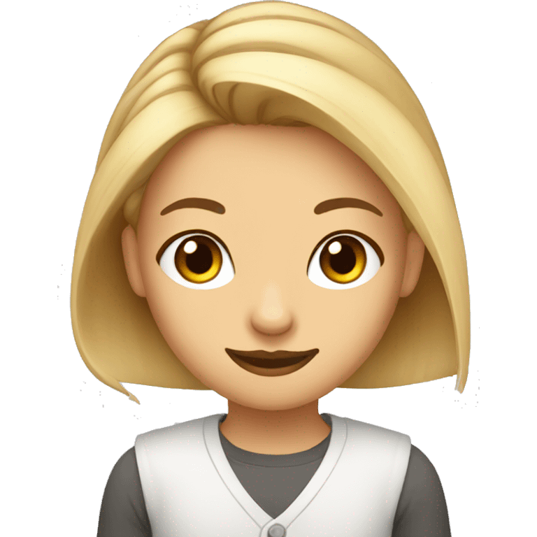 A bun, blond, brown eyes , web developer  emoji