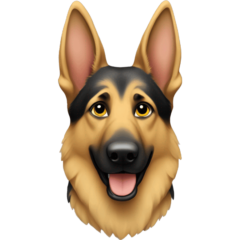 A German shepherd dog with yellow hearts around it emoji