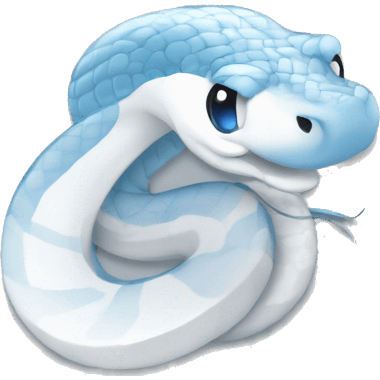 Make a pack of stickers for telegram with cartoon style snake white Texas striped snake. It is a white snake with blue eyes. It should be completely white with beautiful snow-white scales. Completely the entire snake is pure white. emoji