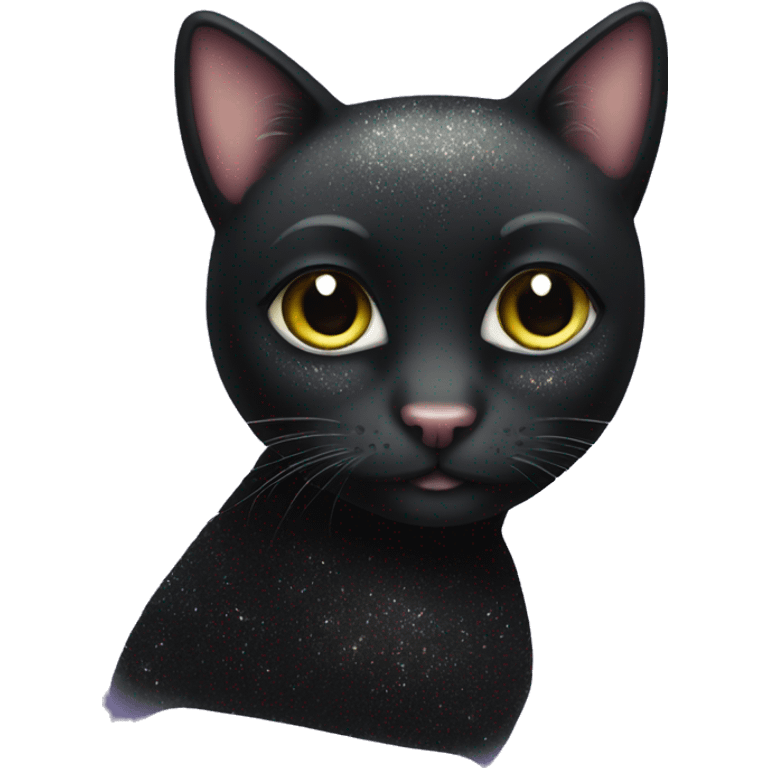 Black glittery shimmery cat emoji