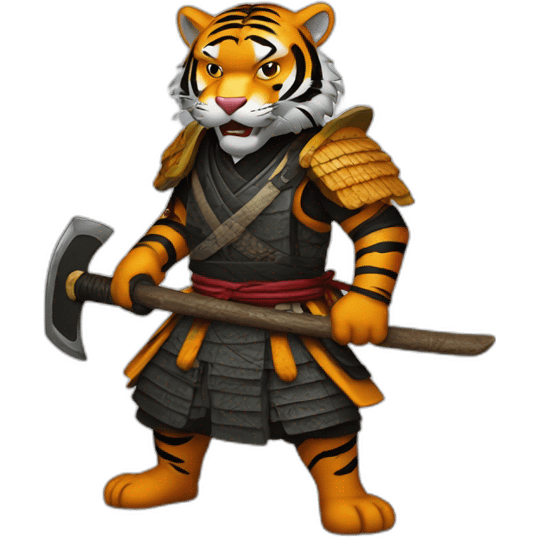 Tiger samurai holding axe emoji