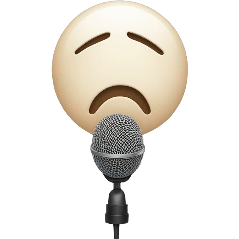 Microphone with a human white skin color, two balls pounded on it emoji