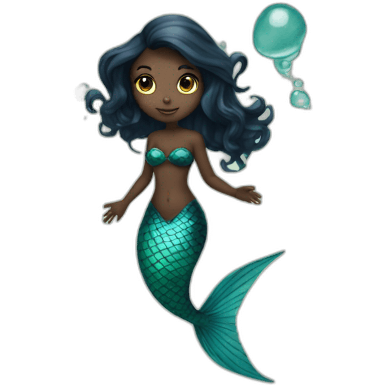 mermaid poisson noir girl emoji