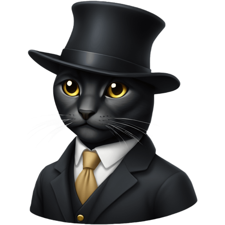 elegant business dark cat with hat emoji