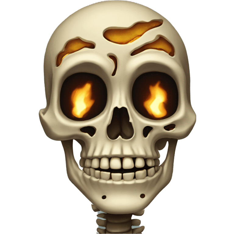 skeleton with burnt head emoji