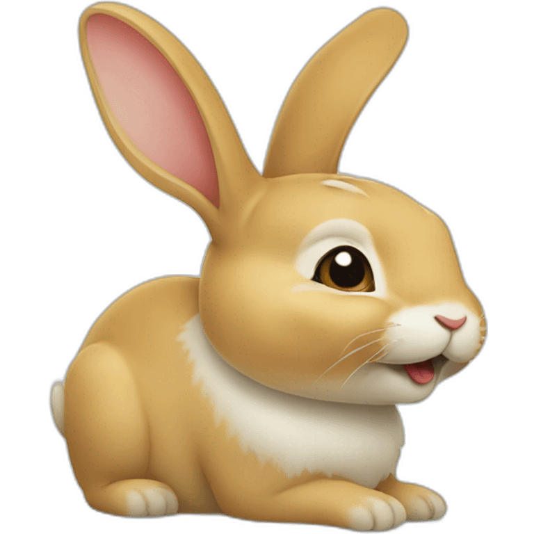 un lapin qui mange son pied emoji