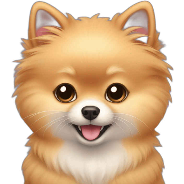 pomeranian, black cat and mouse hug emoji