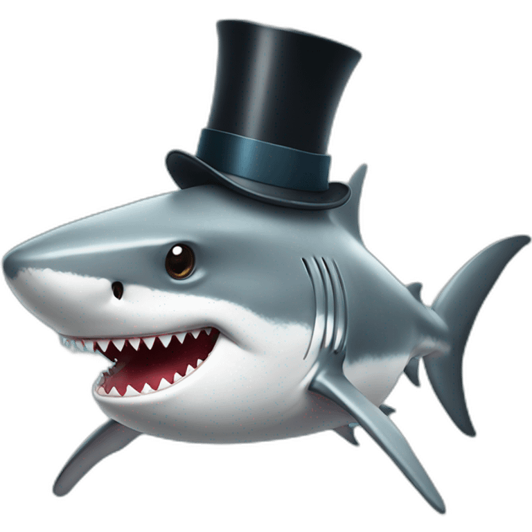 Shark with a top hat emoji