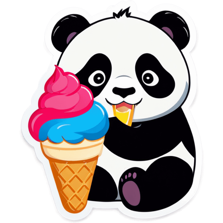 Panda eating ice cream emoji