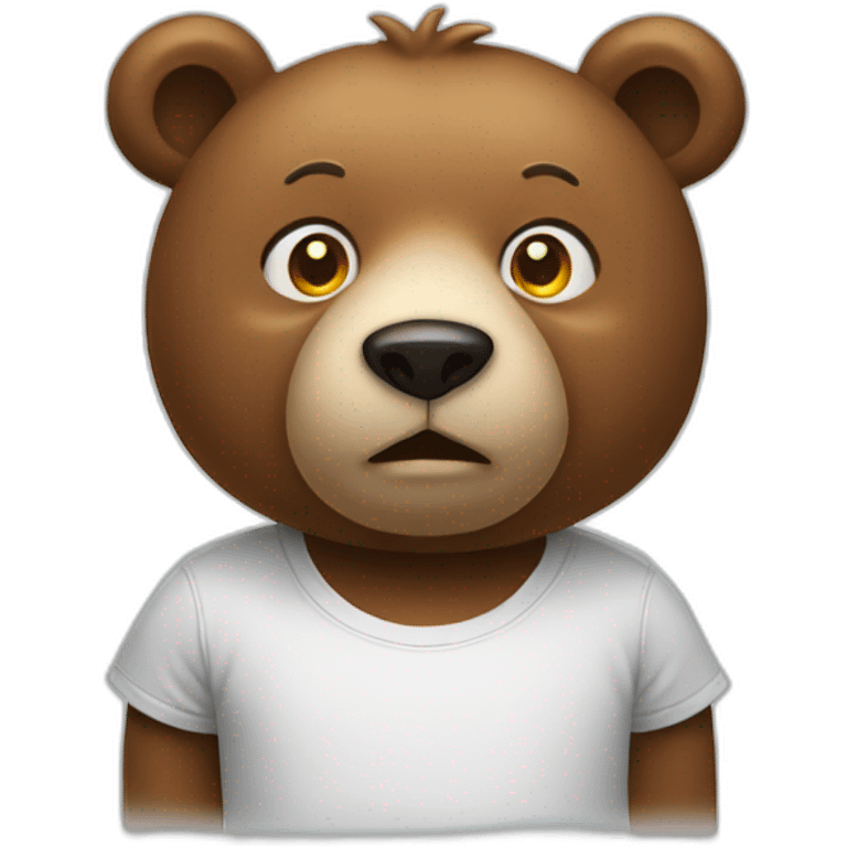 bear stand back wearing tshirt emoji