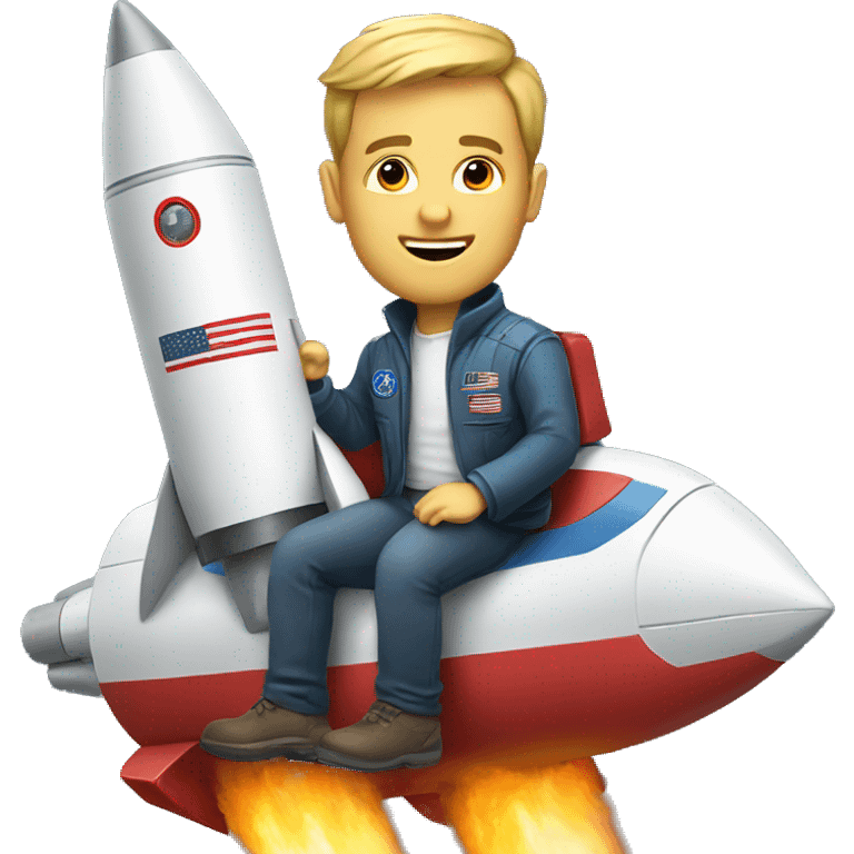 white guy sitting on rocket emoji