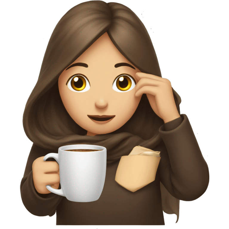 girl putting her head into a coffee cup emoji