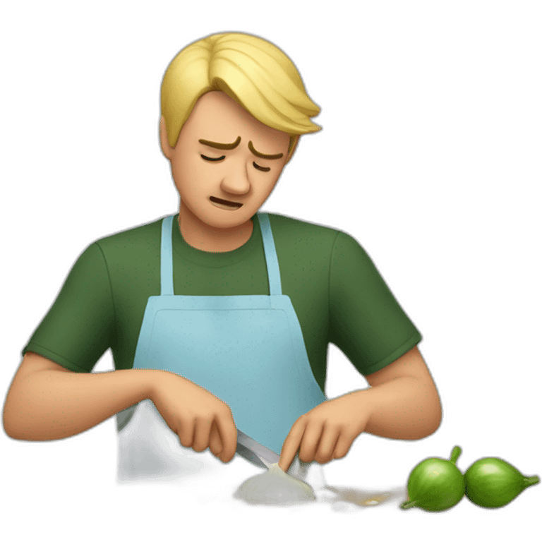 Guy crying cutting onions emoji