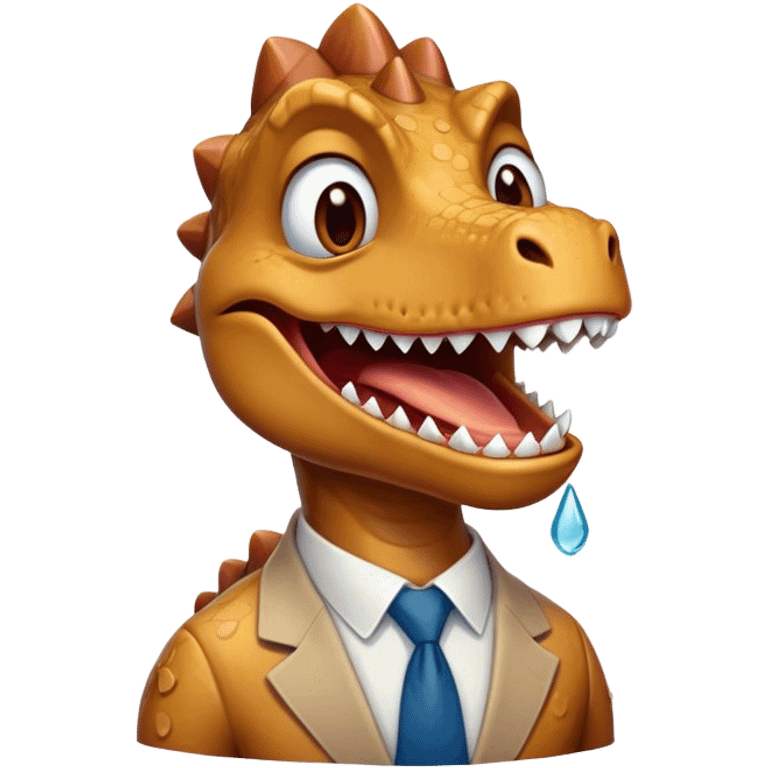 face of an office dinosaur laughing with tears emoji