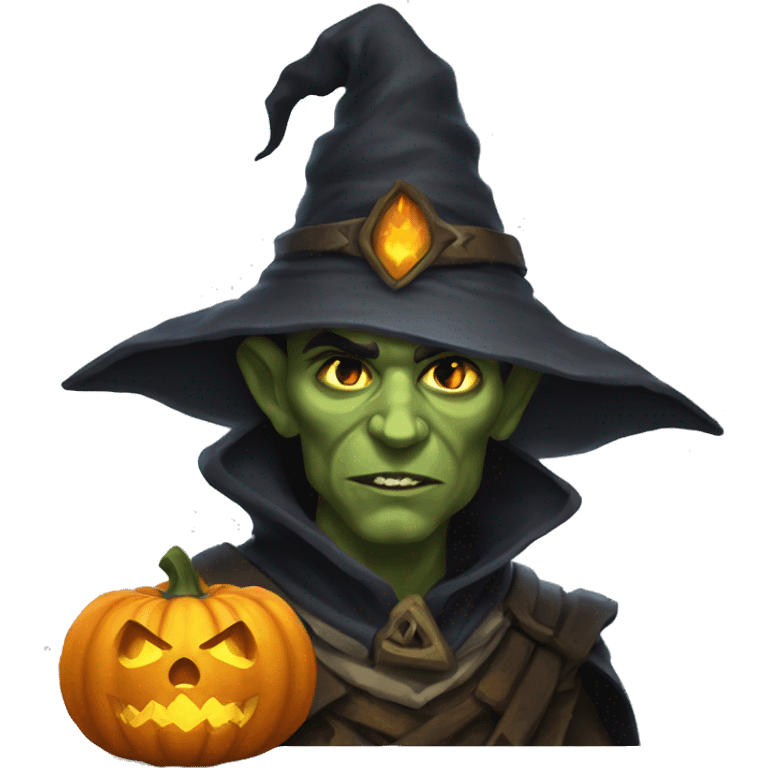 half-orc male wizard necromancer pumpkin emoji