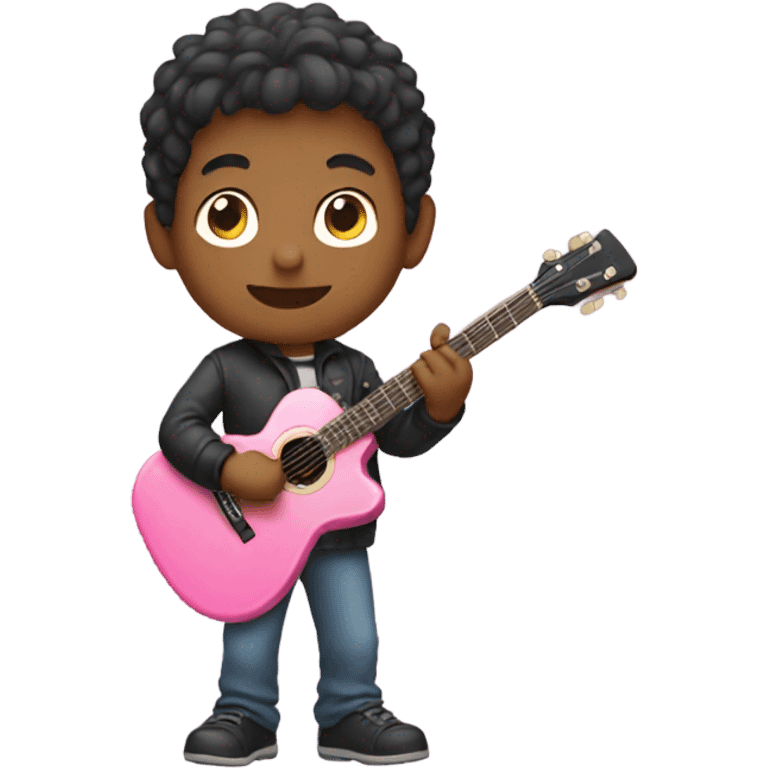 Boy with pink guitar emoji