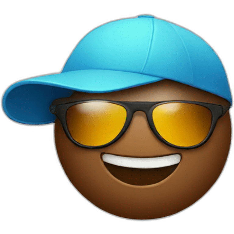 Poop emoji in sport sunglasses and sport cap emoji