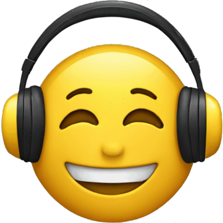 Emoji happy with headphones emoji