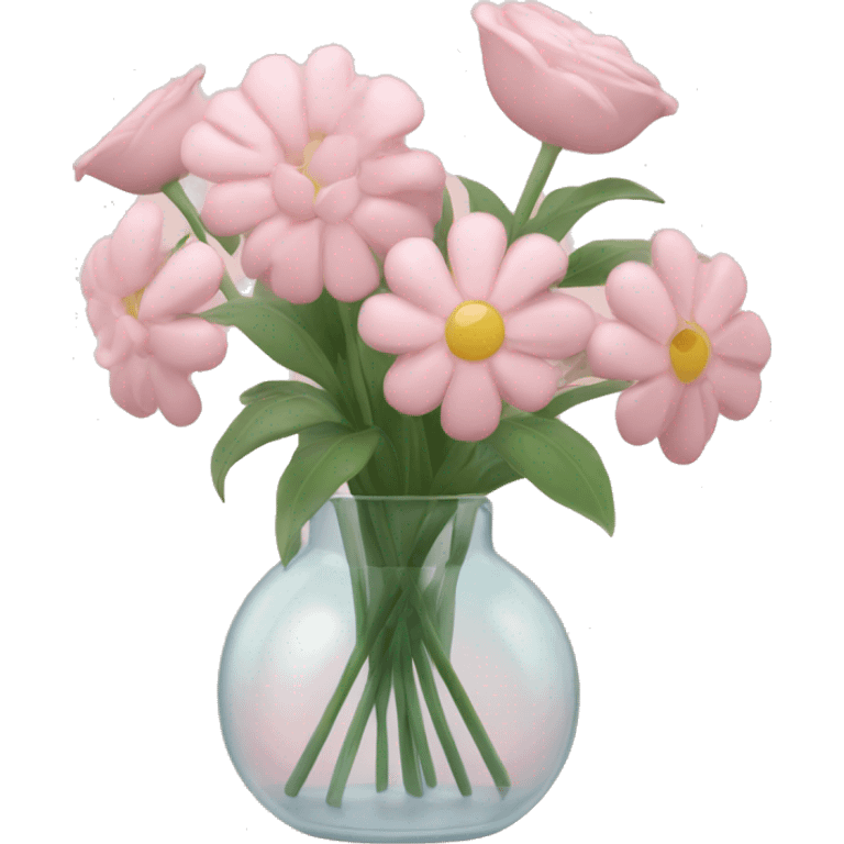 Blush and pastel pink flowers in glass vase emoji