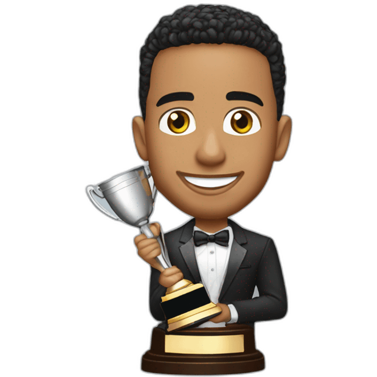 Lewis Hamilton avec un trophée emoji