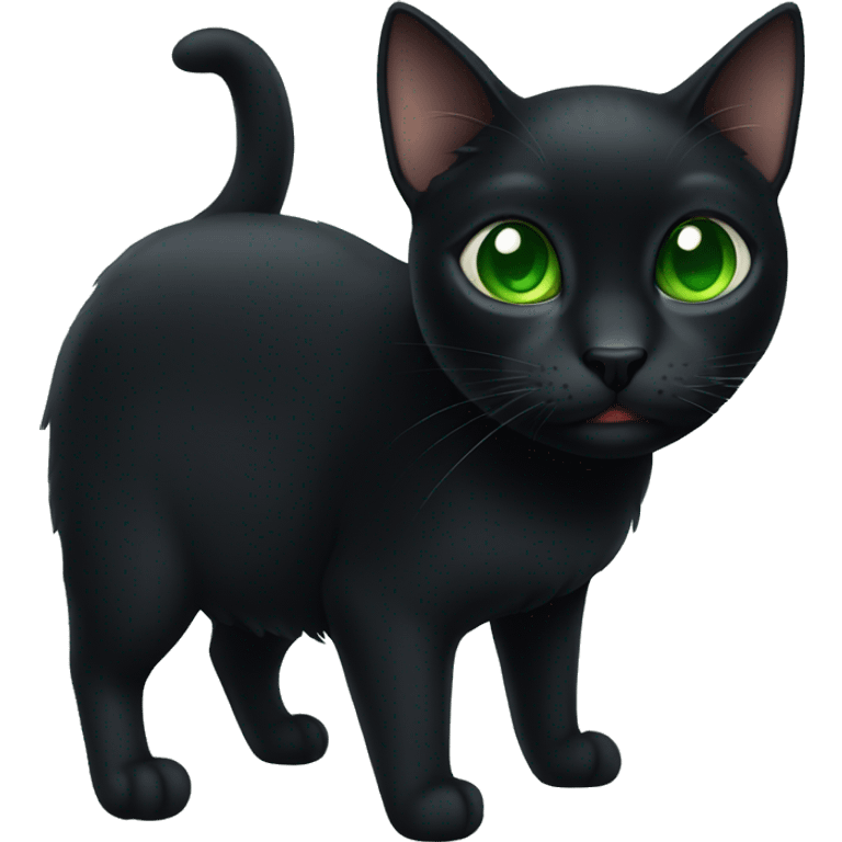 Black cat with green eyes  emoji