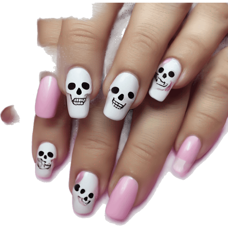 Skeleton hands bones with pink polish nails  emoji