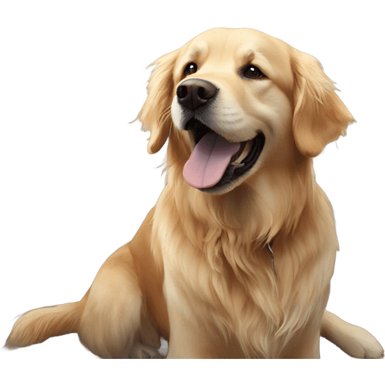 Golden retriever at beach  emoji