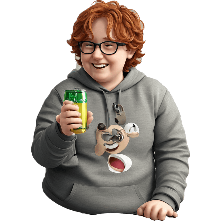 smiling boy with drink indoors emoji