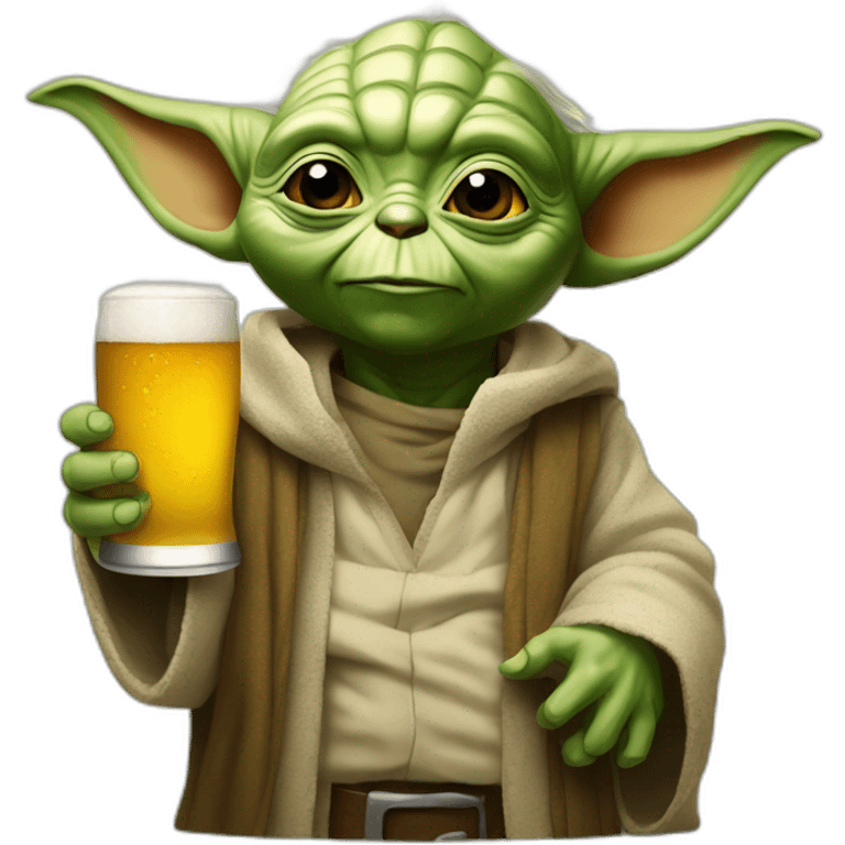 yoda with a beer emoji