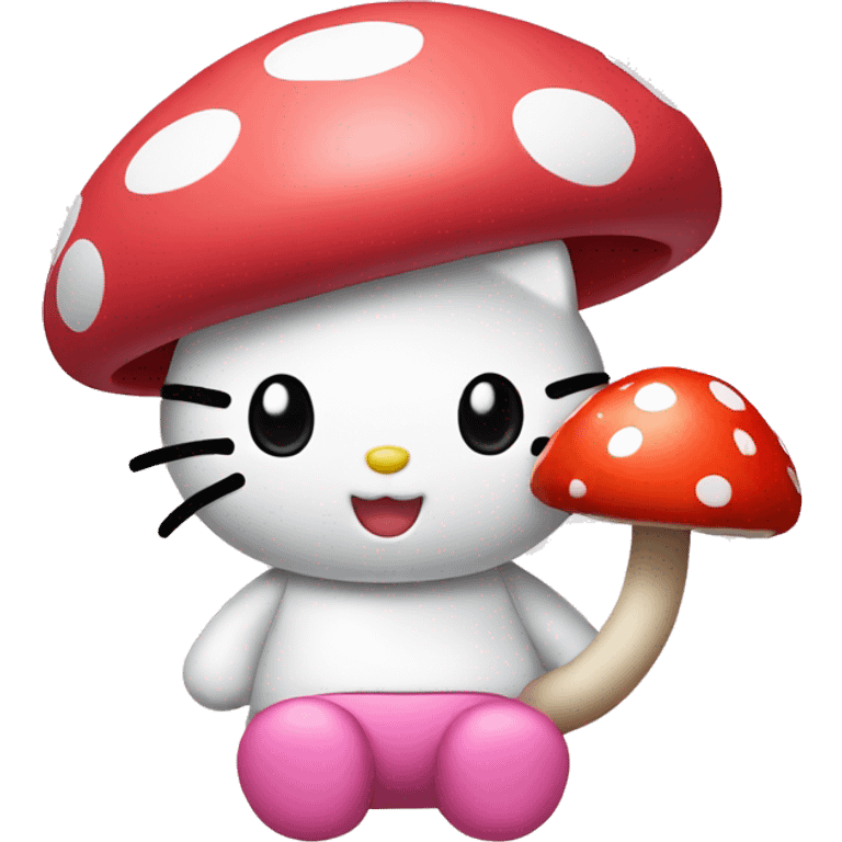 hello kitty with mushroom emoji