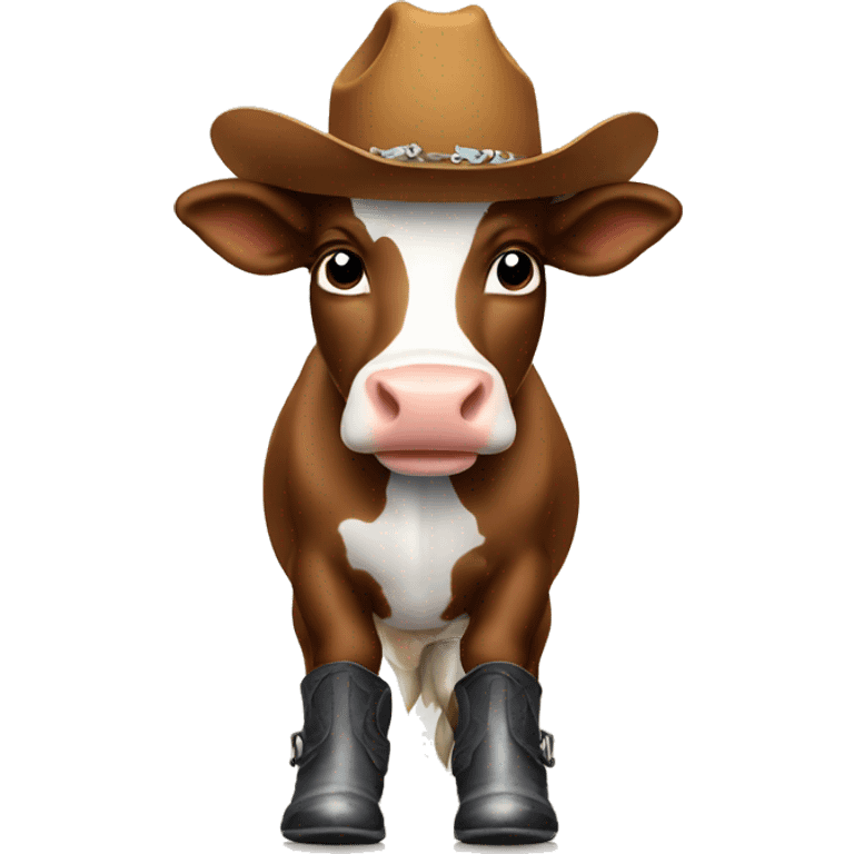 Cow wearing cowboy boots emoji