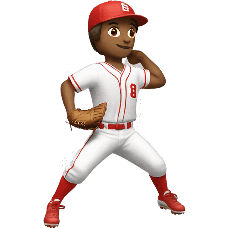 baseball pitcher in red and white uniform, letters RD on hat emoji