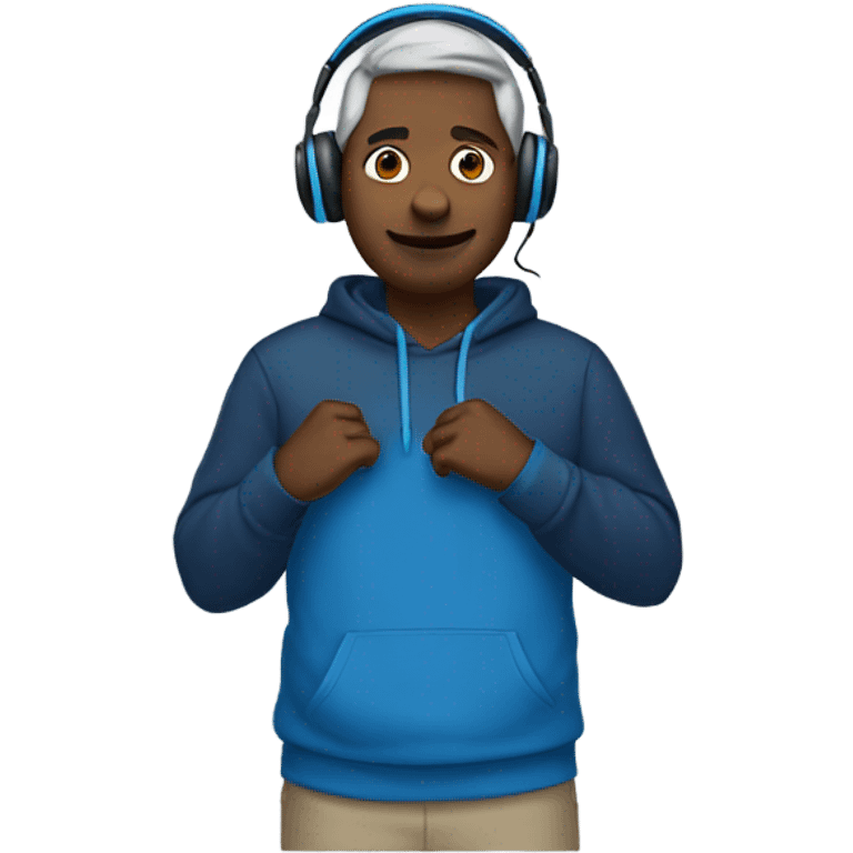 Caseoh wearing blue hoodie and headset emoji