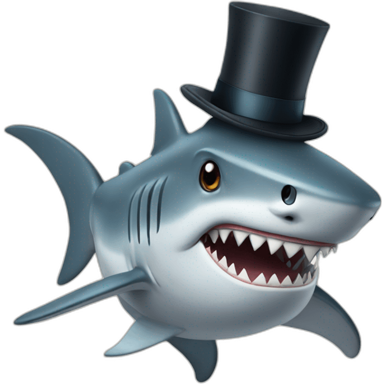 Shark with a top hat emoji