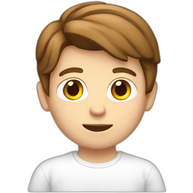 white 15 years Boy Brown hair with t-shirt white emoji